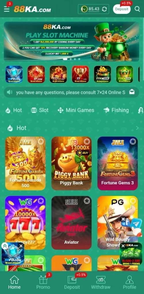 88KA Game Dashboard - User Account and Gaming Panel.